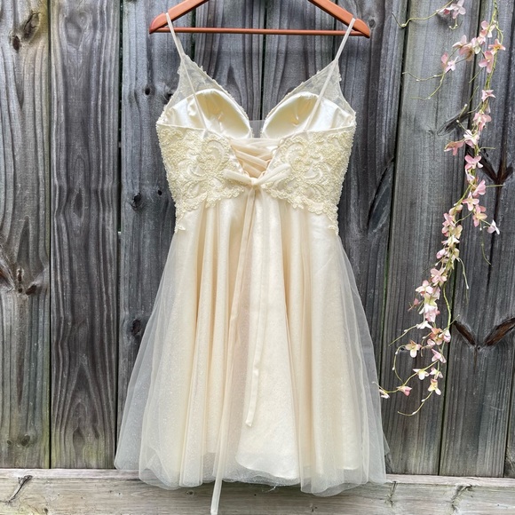 Dress Sparkly Tulle Short For Teens color cream size 6 - Picture 4 of 11